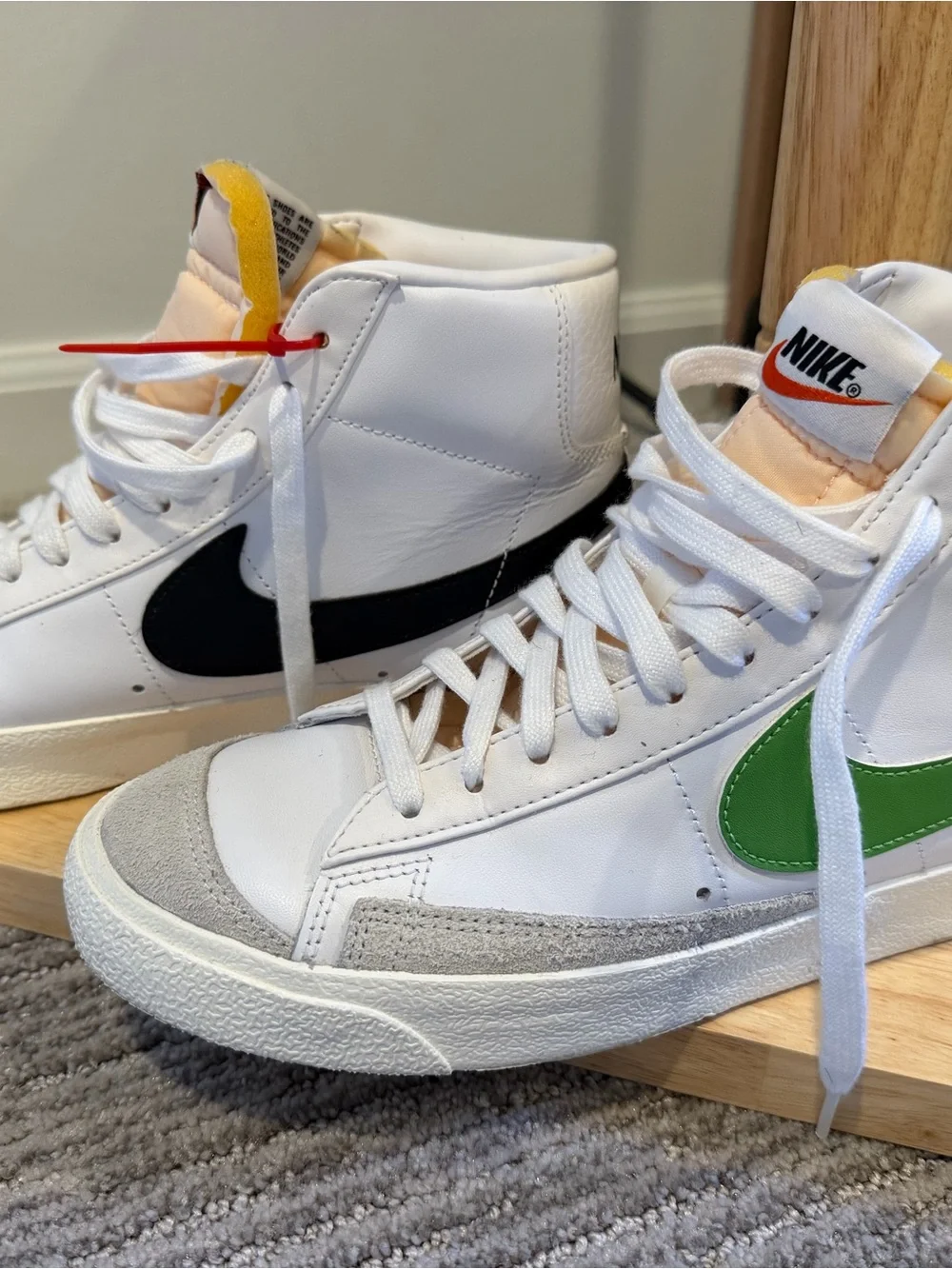 Nike High-Top Sneakers in White with Beige and Orange Accents